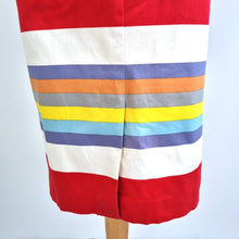 Load image into Gallery viewer, Boden Pencil Skirt Striped Multicoloured Rainbow Stretch Knee Length Cotton 10 L
