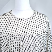 Load image into Gallery viewer, Whistles Blouse Silk Blend Swiss Dot White Ruffle Top 3/4 Sleeves Lined 10
