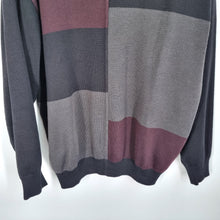 Load image into Gallery viewer, Vintage St Michael Jumper Mens Colourblock Burgundy Black 80s 90s Wool Mix Large
