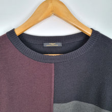 Load image into Gallery viewer, Vintage St Michael Jumper Mens Colourblock Burgundy Black 80s 90s Wool Mix Large
