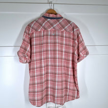 Load image into Gallery viewer, Mantaray Men&#39;s Shirt Checked Plaid Red Short Sleeves Textured Cotton Blend XL
