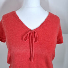 Load image into Gallery viewer, Marks &amp; Spencer 100% Cashmere Jumper Short Sleeves Coral Blouse Top V Neck 10
