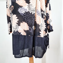 Load image into Gallery viewer, Masai Tunic Floral Top Black Pink Blouse Lagenlook Oversized Mini Dress Small
