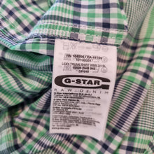 Load image into Gallery viewer, G-Star Raw Shirt Women&#39;s Plaid Check 3/4 Sleeves Pleated Green Navy Blouse XS
