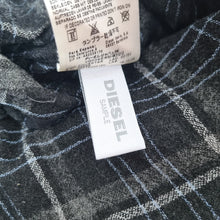 Load image into Gallery viewer, Diesel Blouse Flannel Wool Tunic Plaid Check Top New Sample Grey Tie Small
