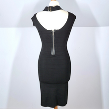 Load image into Gallery viewer, Karen Millen Bandage Dress Bodycon Black Stretch Party Cocktail Knee Length 10
