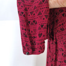 Load image into Gallery viewer, Des Petits Hauts Dress Tunic Dark Red Aztec Heart Knee Long Sleeves T4 UK 14
