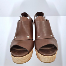 Load image into Gallery viewer, Marni Sandals Shoes Cloggs Real Leather Wooden Heels Brown Platform EU 40 UK 7
