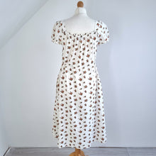 Load image into Gallery viewer, M&amp;S Dress Midi Pockets Floral Milkmaid Sweetheart Ivory 100% Cotton A Line 12
