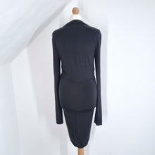 Load image into Gallery viewer, AllSaints Dress Ruched Black Bodycon Long Sleeve Cocktail Party Oriel Ruching 12
