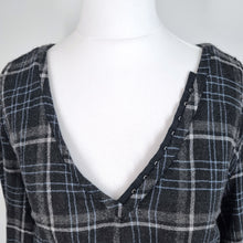 Load image into Gallery viewer, Diesel Blouse Flannel Wool Tunic Plaid Check Top New Sample Grey Tie Small
