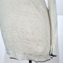 Load image into Gallery viewer, Boden Jumper Linen Blend Lightweight Metallic Grey Silver V Neck Knit Preppy 12
