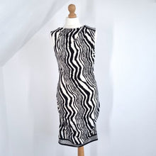 Load image into Gallery viewer, Anthropologie Ali Ro Dress Rushed Bodycon Zebra Black White Cocktail Occasion 8
