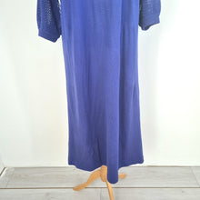 Load image into Gallery viewer, Vintage Ian Peters Dress Midi Knitted Blue A Line 70s Retro Kaftan Tunic 12
