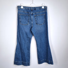 Load image into Gallery viewer, Marks &amp; Spencer Flare Jeans Front Pockets Mid Blue High Rise Bellbottoms 18 S
