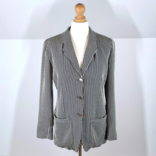 Load image into Gallery viewer, Vintage Joseph Blazer Striped Navy White Relaxed London Work Office Lined 12 14
