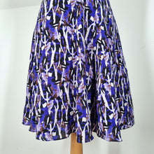 Load image into Gallery viewer, Reiss Dress 100% Silk Skater Occasion A Line Purple Print Lined Cap Sleeves 10
