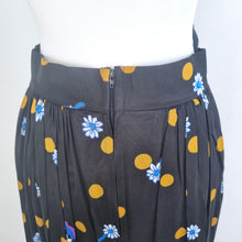 Load image into Gallery viewer, Vintage 70s Maxi Skirt Renjoy London Black Floral Pleated A Line Lined Retro 8
