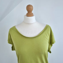 Load image into Gallery viewer, AllSaints T-shirt Tunic Off the Shoulder Chartreuse Green Viscose Y2K Medium
