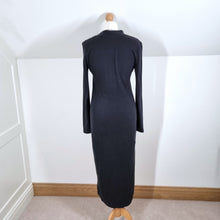 Load image into Gallery viewer, Peruvian Connection Pima Cotton Maxi Dress Black Bodycon Stretch Long Sleeve M
