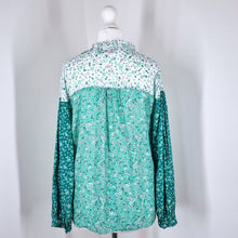 Load image into Gallery viewer, Zara Blouse Floral Ditsy Print Mint Green Boho Frilly Collar Shirt Viscose Small
