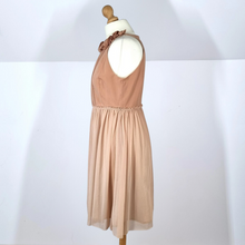 Load image into Gallery viewer, Zara Nude Dress Cocktail Tulle Skirt Ruffle Collar Occasion Knee Length Medium
