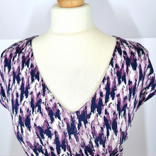 Load image into Gallery viewer, Ghost London Blouse Top Ruched Gathered Purple Lilac Pattern Short Sleeve 14
