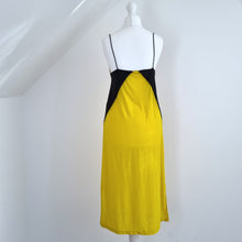 Load image into Gallery viewer, Zara Slip Dress Midi Yellow Colourblock Strappy Party Evening Deep V Neck Small
