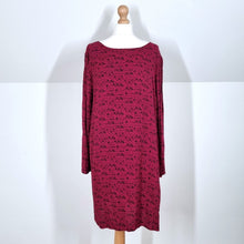 Load image into Gallery viewer, Des Petits Hauts Dress Tunic Dark Red Aztec Heart Knee Long Sleeves T4 UK 14
