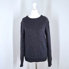 Load image into Gallery viewer, &amp; Other Stories Jumper Chunky Knit Wool Cotton Black Swiss Dot Hearts Small
