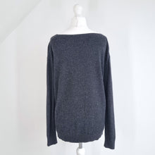 Load image into Gallery viewer, Hush Jumper Star Pattern Dark Grey Bamboo Cotton Wool V Neck Sweater Knit XS
