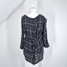 Load image into Gallery viewer, Diesel Blouse Flannel Wool Tunic Plaid Check Top New Sample Grey Tie Small
