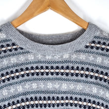 Load image into Gallery viewer, Marks &amp; Spencer Jumper Fair Isle Men&#39;s Pure New Wool Knit Nordic Grey Medium
