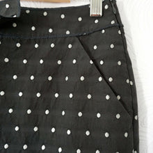 Load image into Gallery viewer, Moschino Skirt Mini Bow Black Silver Swiss Polka Dot Bodycon Pocket 50s Pinup 10
