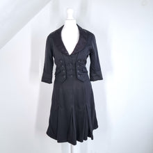 Load image into Gallery viewer, Karen Millen Dress Tuxedo Waistcoat Vintage Black Cocktail A Line Work Y2K 10
