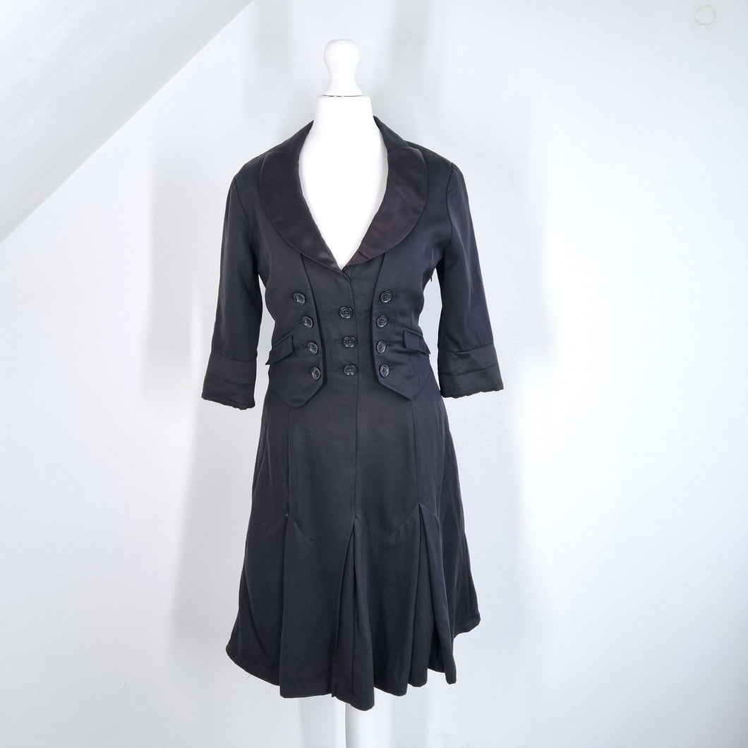 Karen Millen Dress Tuxedo Waistcoat Vintage Black Cocktail A Line Work Y2K 10