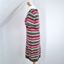 Load image into Gallery viewer, GAP Jumper Dress 100% Lambswool Striped Multicoloured Short Sleeves Knit Large
