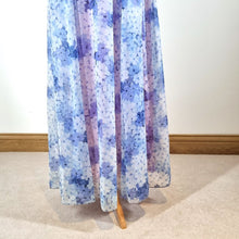 Load image into Gallery viewer, Vintage 70s Maxi Dress Nylon After Six by Ronald Joyce Blue Floral Cape 10 12
