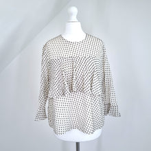 Load image into Gallery viewer, Whistles Blouse Silk Blend Swiss Dot White Ruffle Top 3/4 Sleeves Lined 10
