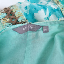 Load image into Gallery viewer, M&amp;S Per Una Skirt Midi Maxi  Panelled Patchwork A Line Blue Green Lace Up 16 R
