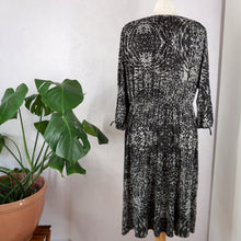 Load image into Gallery viewer, Brora Jersey Abstract Print Smock Dress Black Grey Scoop Neck Casual Stretch 12 14
