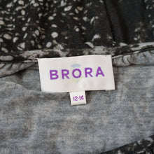 Load image into Gallery viewer, Brora Jersey Abstract Print Smock Dress Black Grey Scoop Neck Casual Stretch 12 14
