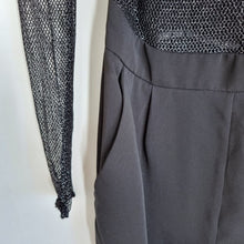 Load image into Gallery viewer, Zara Jumpsuit Party Mesh Cutout Black Metallic Evening Sheer Pockets Disco Small
