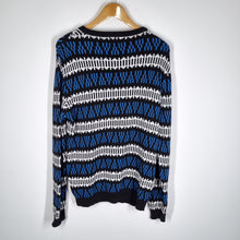 Load image into Gallery viewer, Redefined Rebel Jumper Men&#39;s Sagan Knit Blue Geometric Jacquard Cotton Medium
