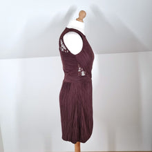 Load image into Gallery viewer, AllSaints Dress Party Mini Cocktail Crinkle Lace Brown Burgundy Ula Skate Medium
