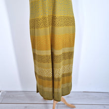 Load image into Gallery viewer, Gudrun Sjoden Dress Midi Maxi Pockets Jersey Lagenlook Mustard Striped Medium
