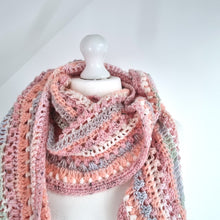 Load image into Gallery viewer, Handmade Crochet Scarf Shawl Oversized Rose Pink Pastel Wavy Mixed Stitches Boho
