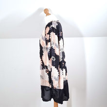 Load image into Gallery viewer, Masai Tunic Floral Top Black Pink Blouse Lagenlook Oversized Mini Dress Small
