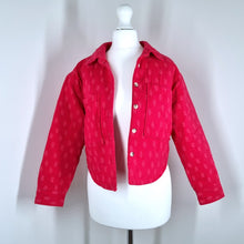 Load image into Gallery viewer, Zara Kantha Jacket Quilted Red Ditsy Print Boho Kids Shacket Overshirt Girls 10
