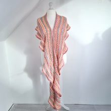 Load image into Gallery viewer, Handmade Crochet Scarf Shawl Oversized Rose Pink Pastel Wavy Mixed Stitches Boho
